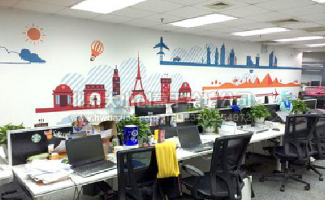 江北教你设计办公室墙绘的方法。